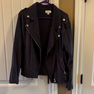 Evereve Charcoal Grey Moto Jacket with Silver Hardware